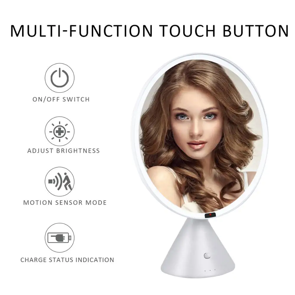 LED Makeup Mirror with Lights Cosmetic Beauty Vanity Large Tabletop Bathroom Make up | Обустройство дома