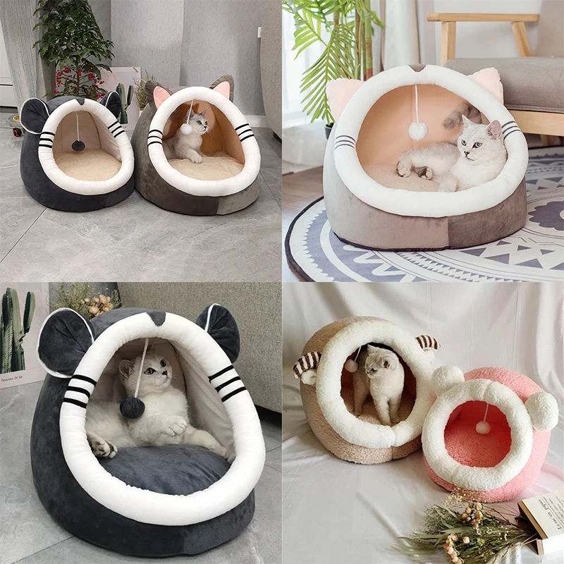 Warm Soft Cat Bed Winter House Cave Pet Dog Nest Kennel Kitten Sleeping Bag for Small Medium Dogs Supplies | Дом и сад