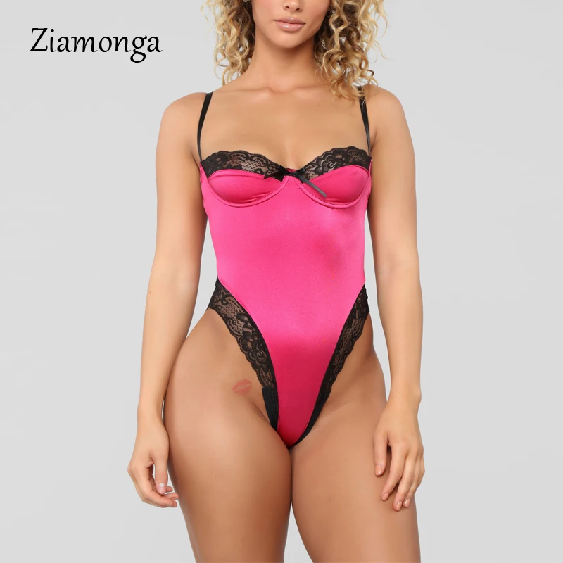 Женский кружевной комбидресс Ziamonga однотонный облегающий боди с открытой спиной