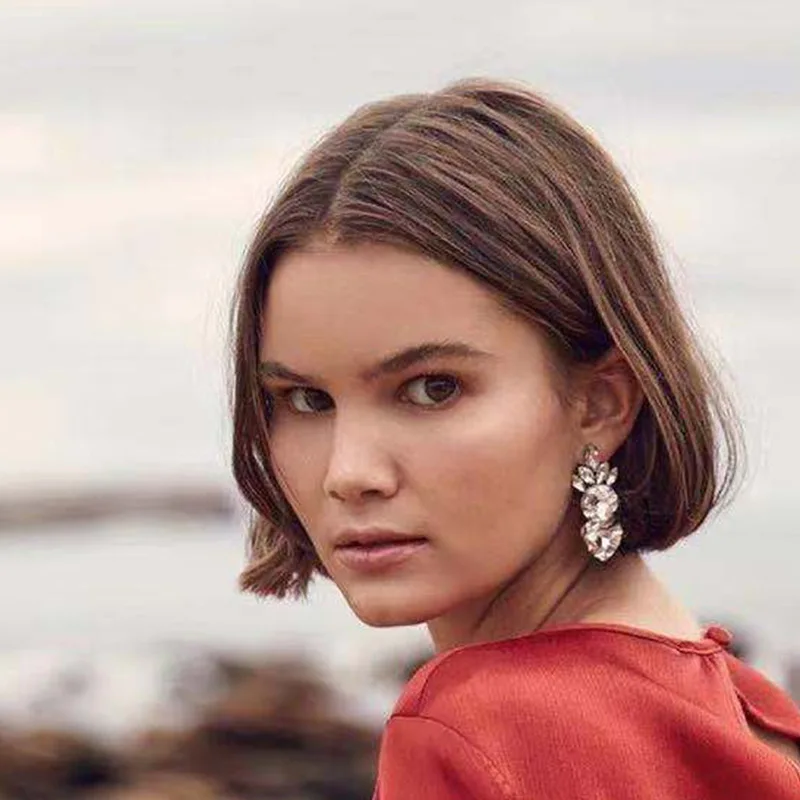 

flash claw chain series multi - layer geometric glass diamond with diamond radish earrings feminine earrings korean fashion