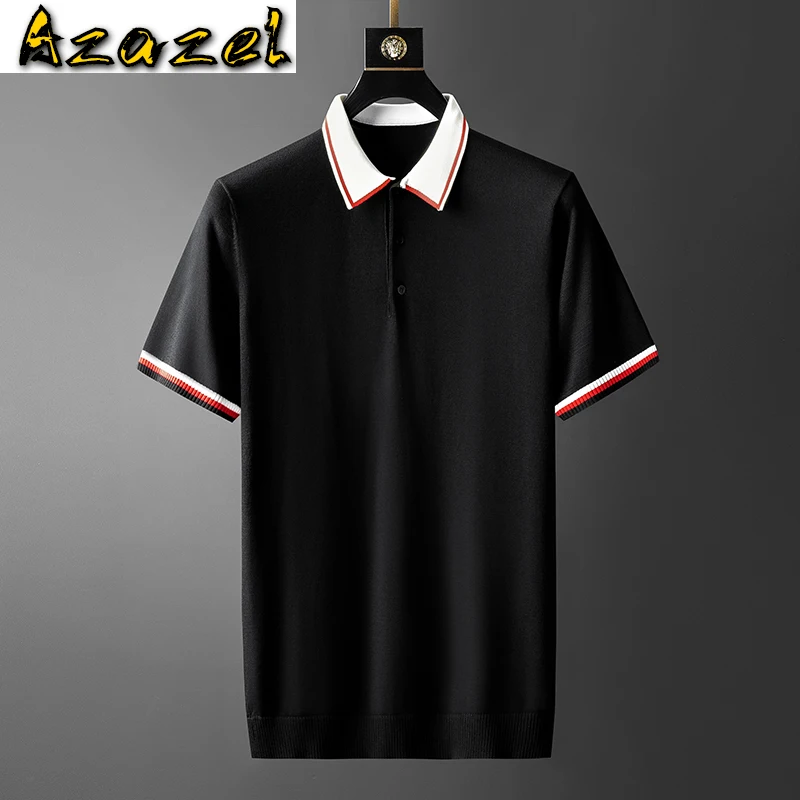 

Azazel Summer Mens T-shirts High Quality Short Sleeve Kintted Casual Male T-shirts Fashion Slim Fit Man T-shirts Plus Size 3XL
