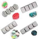 Новая силиконовая форма для мыла с 4 ячейками, 4 формы для мыла, 3D сделай сам, спа, форма ручной работы, украшение, массажный терапевтический поднос, инструменты