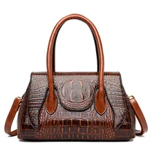 Womens bag Crocodile Luxury Leather Handbags European and American shoulder bag leather Large capacity handbag luxury handbags