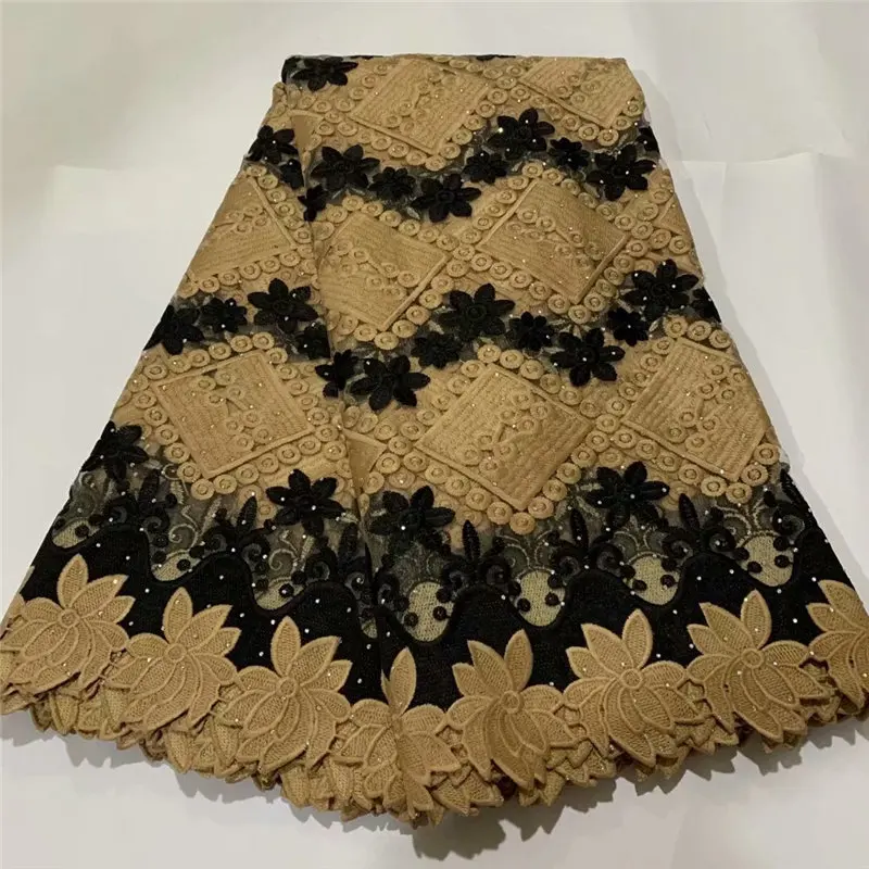 Африканская кружевная ткань черного цвета гипюровая 2020 Высококачественная