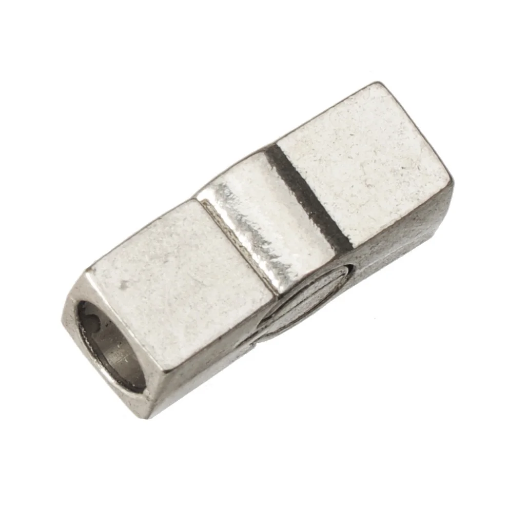 

Магнитные застежки для изготовления ювелирных изделий, прямоугольные круглые застежки 5 мм с большим отверстием, пустые серебряные фурниту...