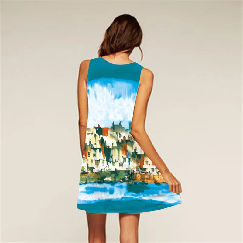 Новое модное летнее платье в стиле бохо с объемным принтом деревенском винтажное