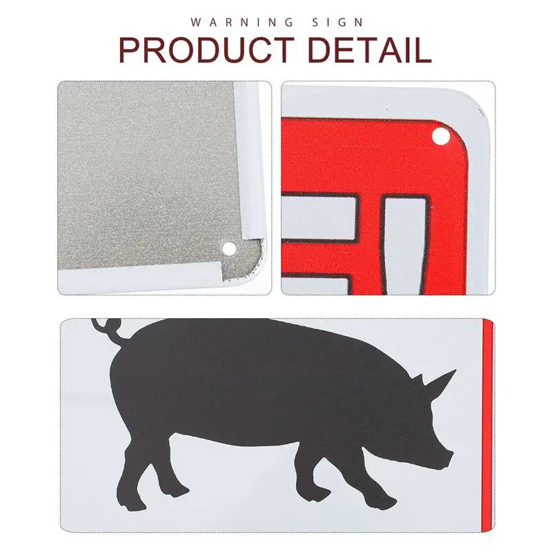 

4pcs Prime Tinplate Garden Warning Sign Guard Pig On Duty Sign for Outdoor Garden Yard