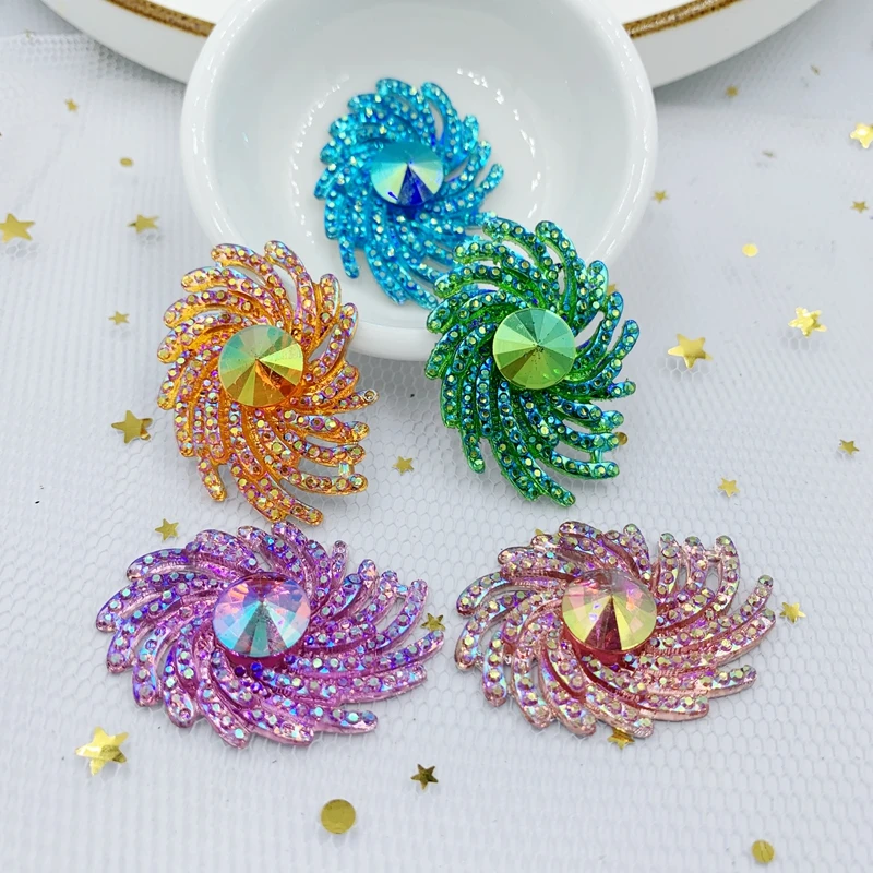 31*42 мм Цветок из эпоксидной смолы AB Стразы с плоской задней свадебные украшения