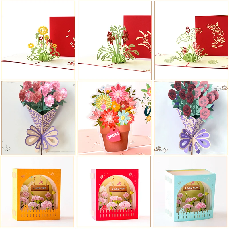 

3D Mothers Day Pop Up Cards Flowers Card Anniversary Birthday Gifts Card Thank you Greeting Card for All Occasions Wife Her Girl