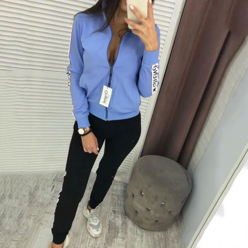 

2021 Spring New Letter Zipper Cardigan Fashion Casual Women's Sports Suit