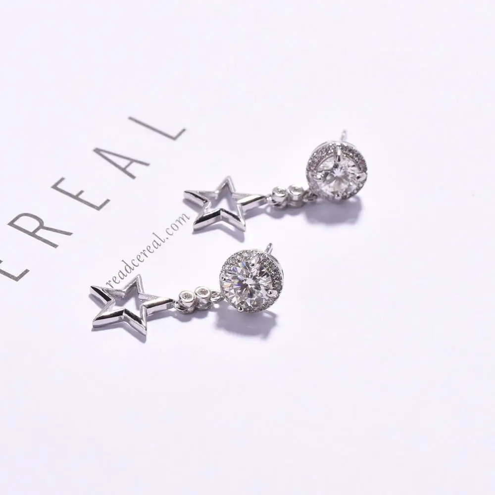 Серьги пусеты с бриллиантами 2 карата 1 карат D Moissanite Star серебро 925 пробы корейские