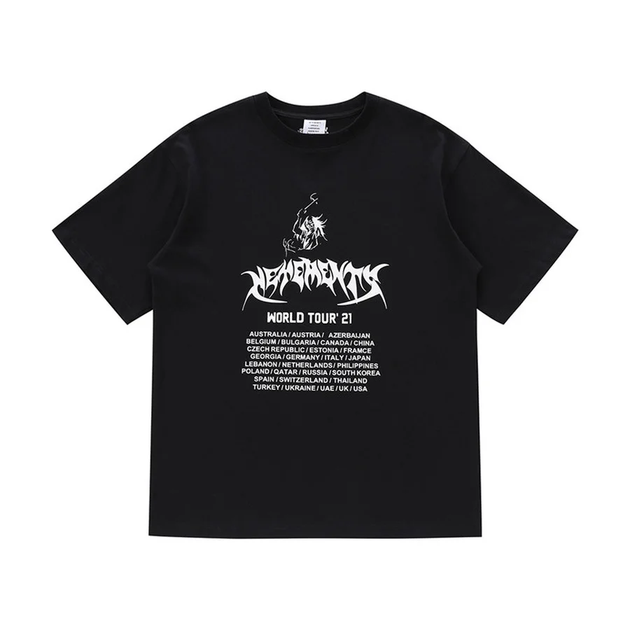 

Vetements WORLD TOUR T-shirt Men Women Sanskri Demon City 1:1 Vetements Tee Back Embroidery Logo VTM Tops