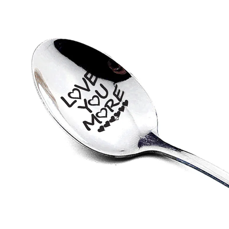 

Personalized Love You More Valentines Day Gift for Boyfriend Stainless Steel Spoon Morning Handsome Beautiful Girlfriend Present