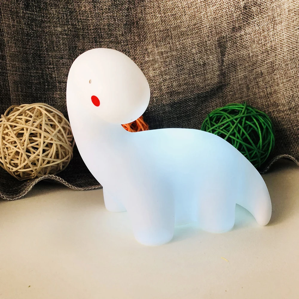 Милый силиконовый ночник в форме динозавра лампа для детской комнаты маленький |