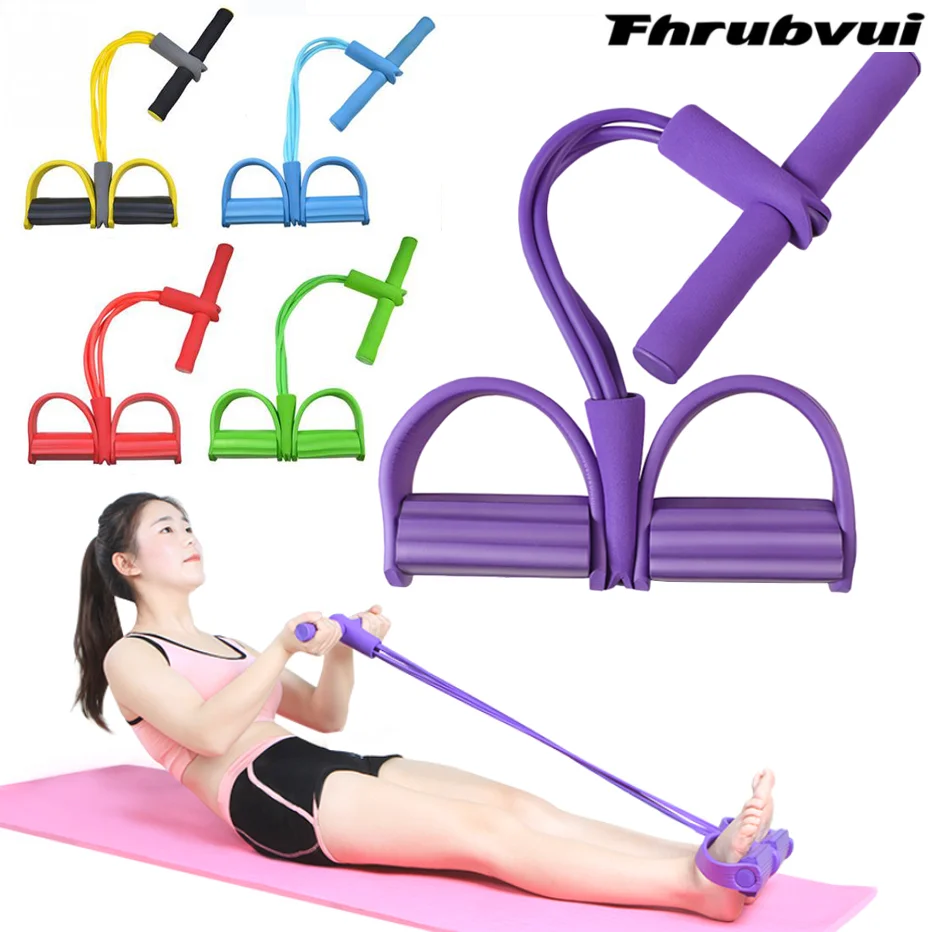 

4Tubes Latex Foot Elastic Pull Rope Expander Pedal Resistance Band Fitness Sit Up Pull Rope Foot Abdomen Trainer Home Exceiser