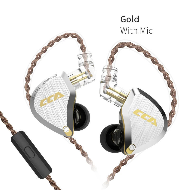 CCA C12 5BA + 1DD HIFI басовые наушники гибридная металлическая гарнитура