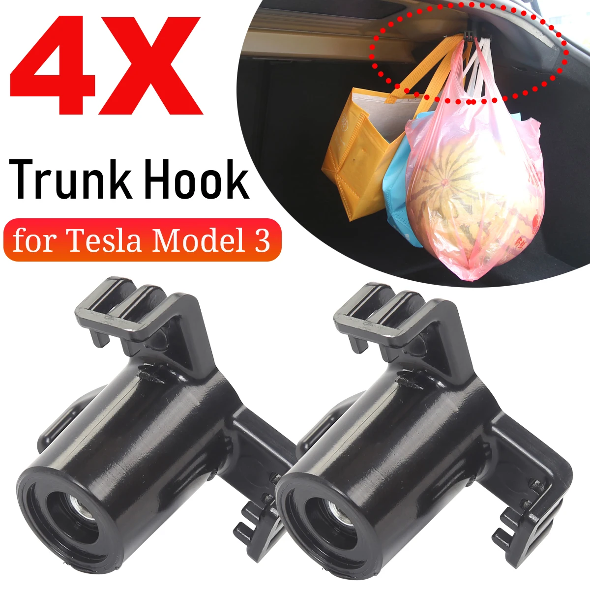 

4/2/1 PCS ABS Trunk Grocery Bag Hook Clip Bolt Covers Trunk Hook Replacement for Tesla Model 3