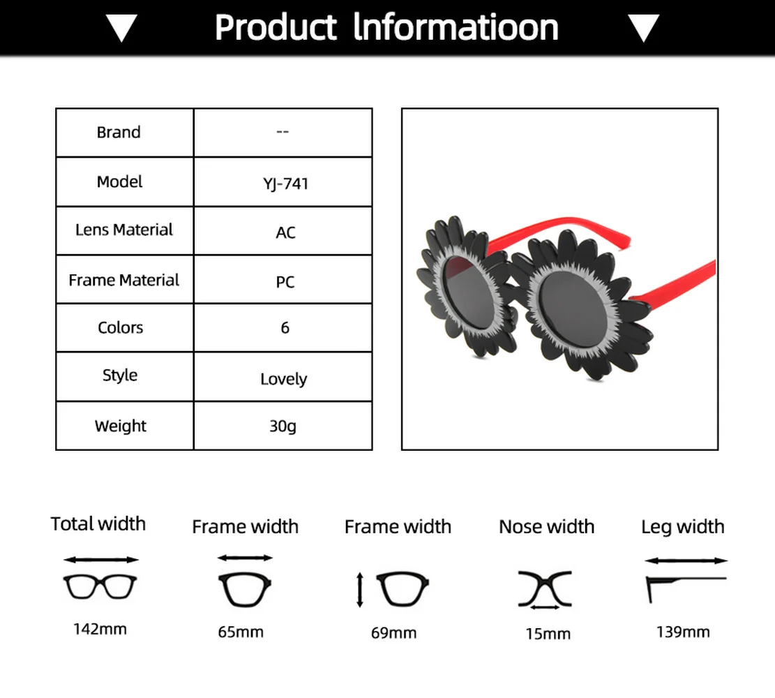 

Baby Flower Shape Sunglasses Girls Boys Round EyeGlasses Infant Fashionable Mirror Classic Kids Small Eyeglasses UV400 Trend New
