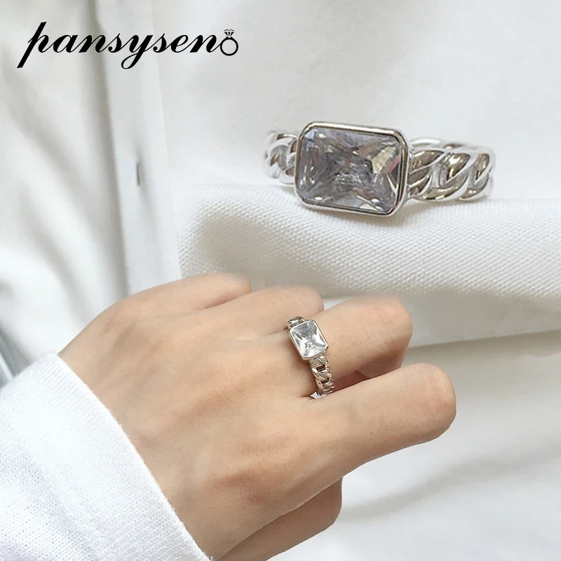 Женское кольцо с фианитом PANSYSEN вечерние Колечки в стиле панк из 100% настоящего