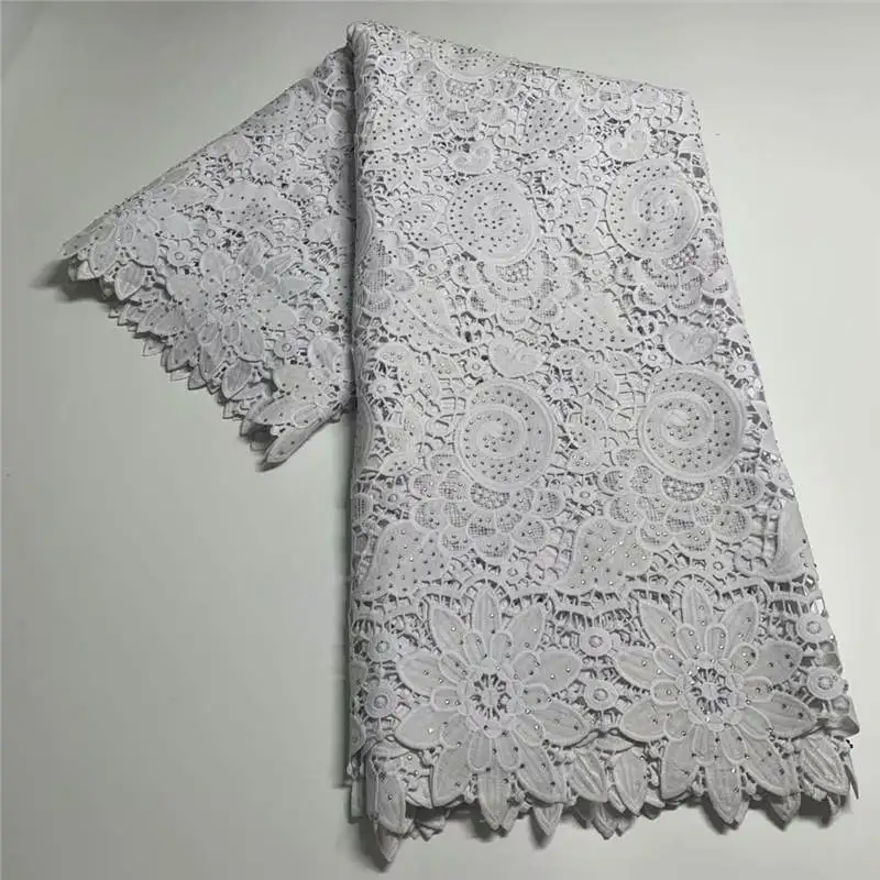 2020 новейшие стили вышивки бисером африканский гипюр Кружевная Ткань 5 ярдов