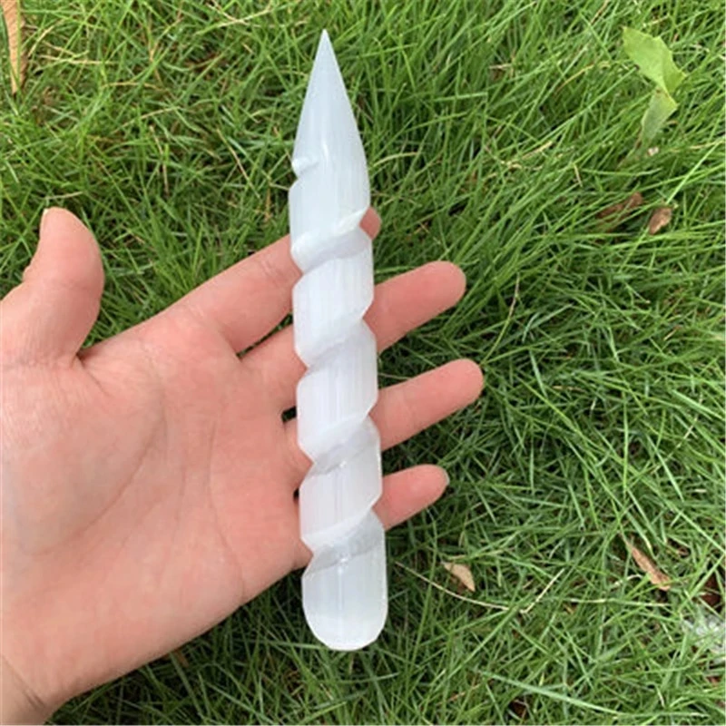 

15cm Natural Gypsum Crystal Massage Wand Relaxing Wand Acupoint Point Stick Reiki Healing Stone Body Chakra Face Massage LU