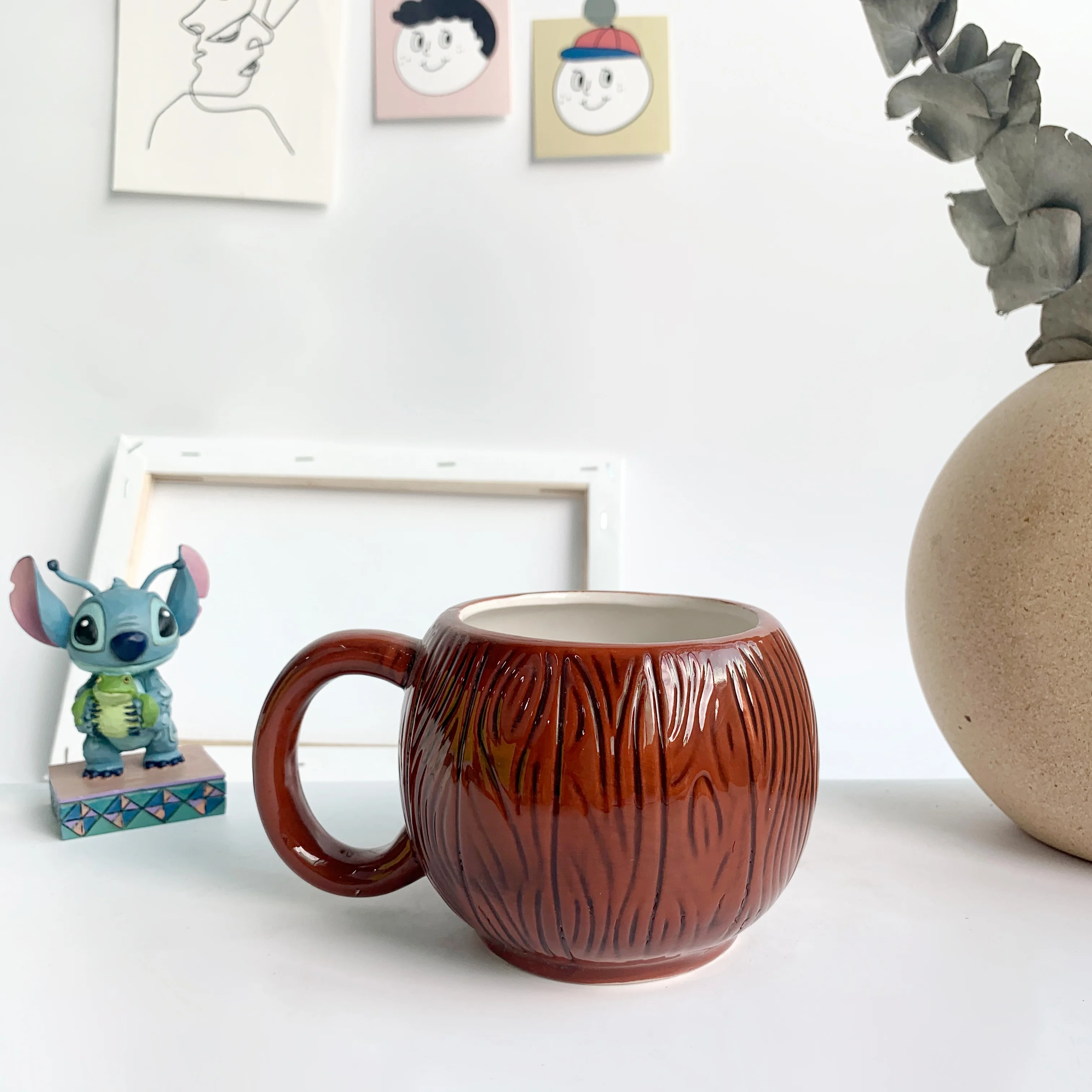 400ML 3D Painted Water Cup with Scepter Handle Coffee Milk Tea Breakfast Ceramic Mug Home Office Collection | Мать и ребенок