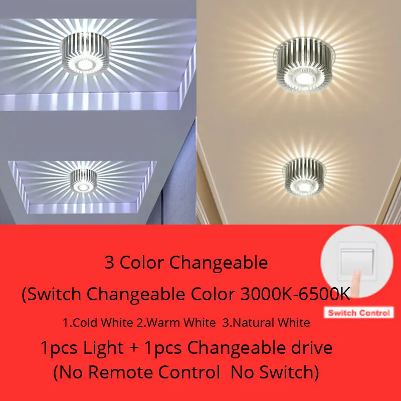 3 Color Changeable Современный светодиодный потолочный светильник RGB пульт дистанционного управления 3 Вт 6 Вт 9 Вт 12 Вт Настенный светильник художественная галерея декоративная Передняя Балконная лампа светильник для крыльца коридора - Испускаемый цвет: 3 Color Changeable