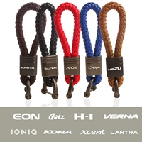 metal leather rope car key chain keychain for hyundai creta atos coupe hb20 eon getz h 1 verna xcent lantra tburing ioniq 5 kona