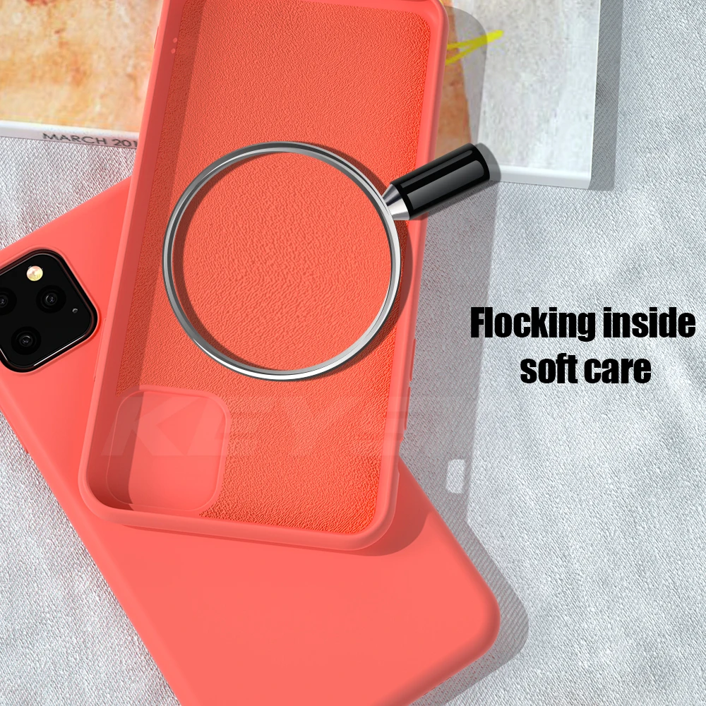 Чехол KEYSION из жидкого силикона для iPhone 11 Pro Max Мягкий противоударный чехол ТПУ с