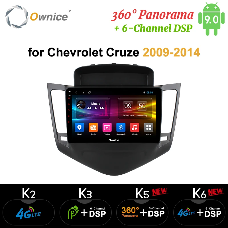 Автомагнитола Ownice 2DIN на Android 9 0 с dvd и GPS для Chevrolet Cruze 2009 2014 k3 k5 k6 Octa Core 360 Panorama DSP 4G LTE