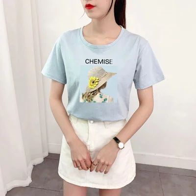 

Summer 2020 short sleeve t shirt yellow Women Top Garment