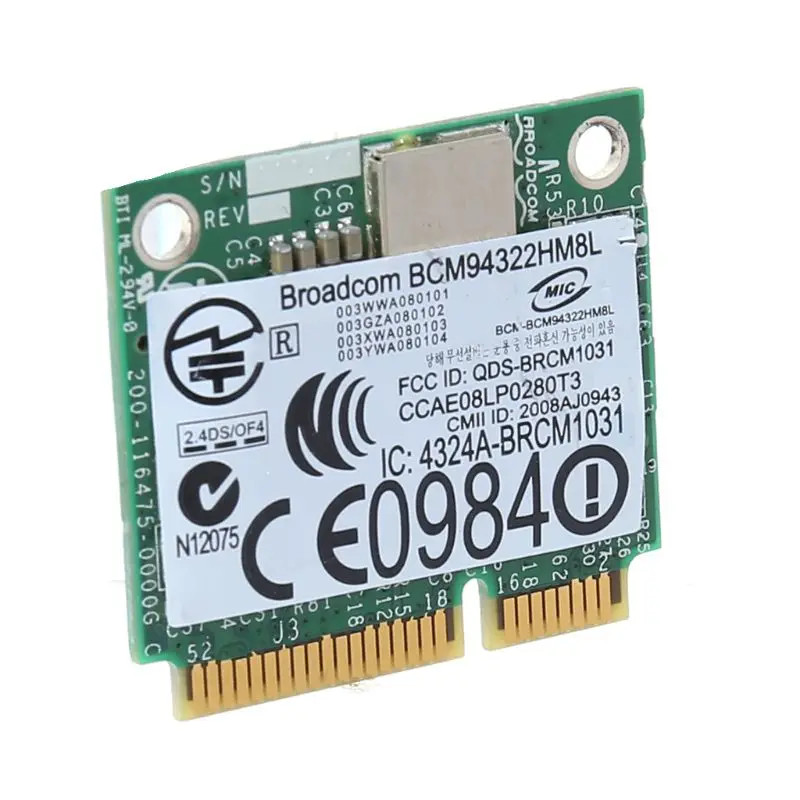

BCM94322HM8L BCM94322 Dual Band 802.11a/b/g/n DW1510 Mini PCIE WiFi Card Adapter X6HA