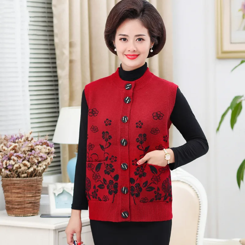 Зимняя женская куртка для женщин среднего возраста вязаный кардиган пальто