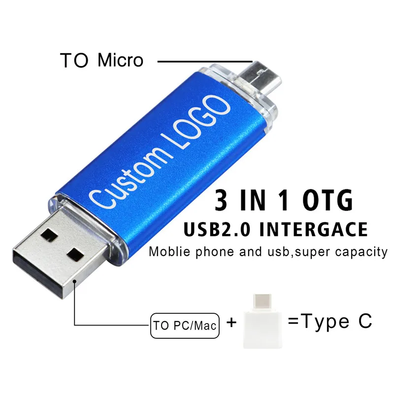 3IN 1 OTG LOGO custom made model USB stick usb 2.0 flash drive pen 4GB 8GB 16GB 32GB 64GB usb2.0 pendrive | Компьютеры и офис