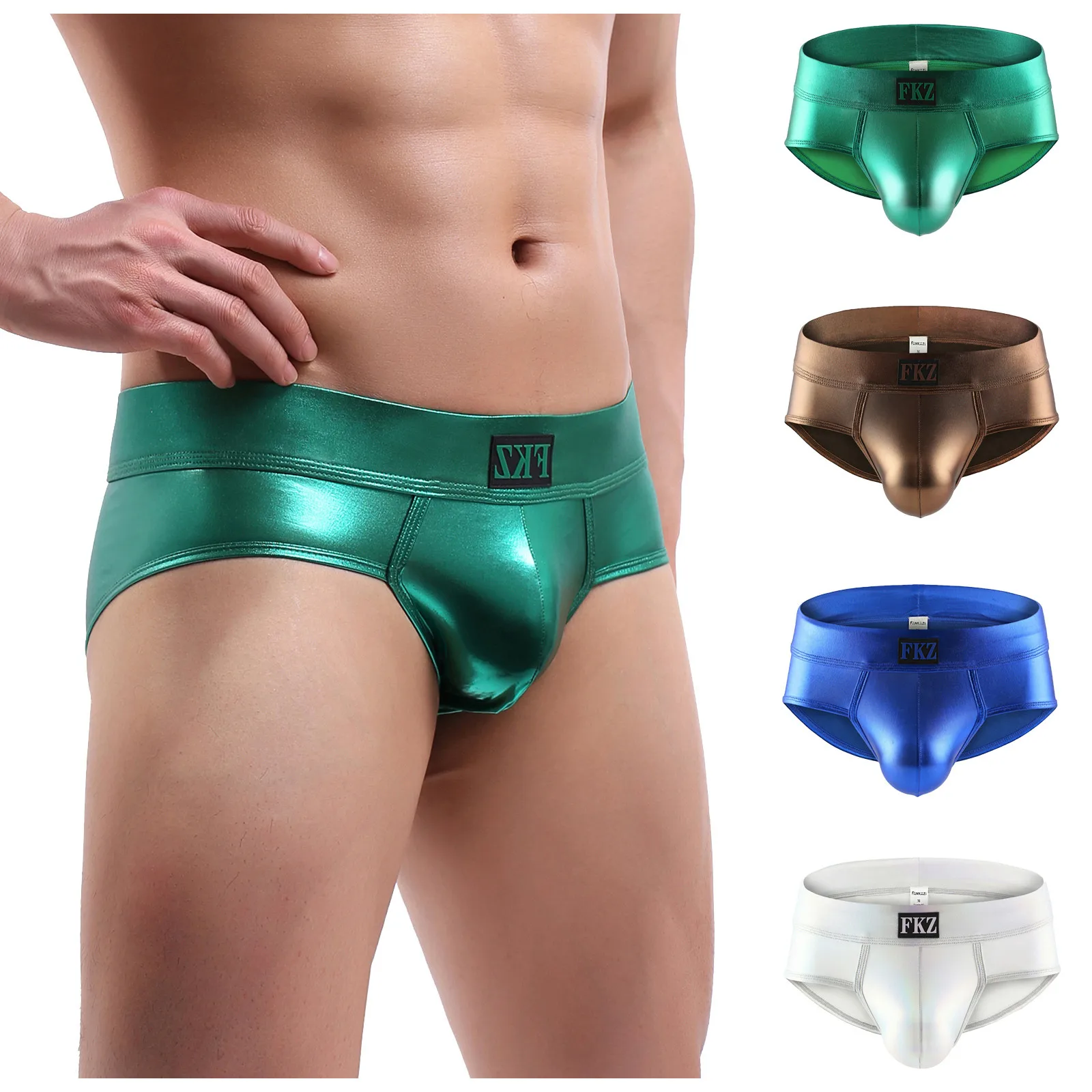 

Sexy Men Underwear Men Briefs Imitation Leather Ice Silk Underpants Jockstrap Gay Mens briefs Breathable Men Brief Under Wear
