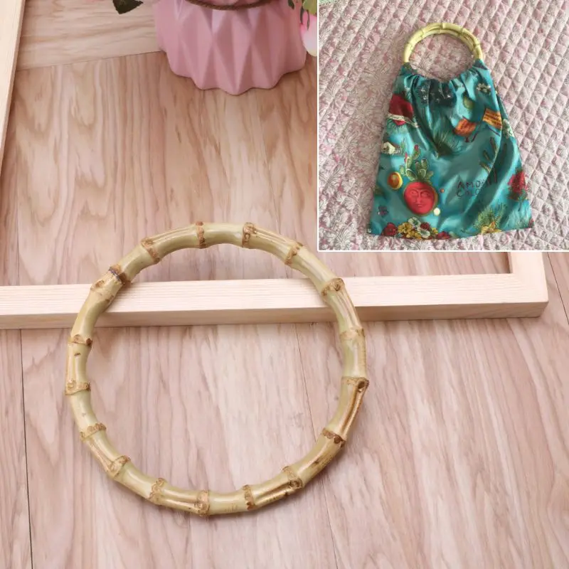 1 x круглая бамбуковая сумка ручка для Сумочка ручной работы DIY сумки аксессуары