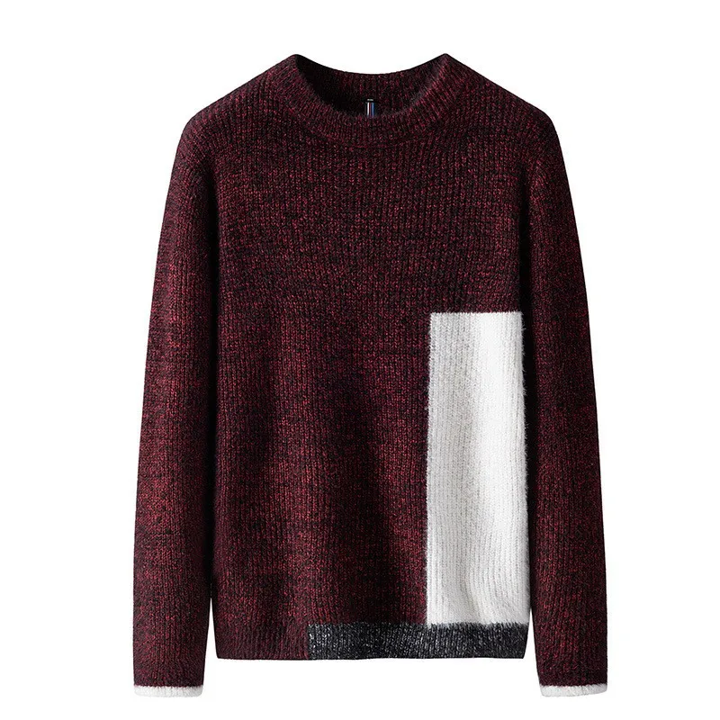 

Men's Spring Autumn Casual Pullover Sweatshirts mens Vintage Long Sleeve Computer Knitted Color matching pullover Tops sudadera