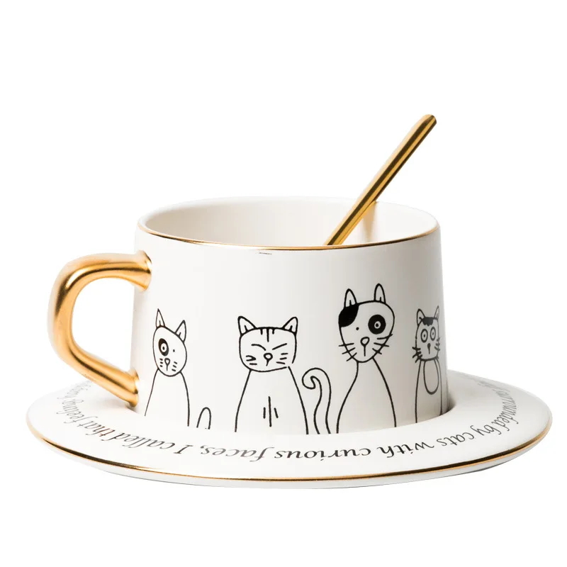 

Bone China Coffee Cup And Saucer Set Funny Espresso Mate Cups Porcelain Creative Utensil Reusable Tazas Kitchen Supplies EB50BD