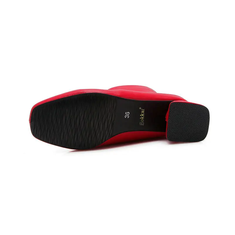 Eokkar 2020 Women Ankle Boots Ladies Boots Square Toe Pu Leather All Match Winter Women Boots Zipper Ladies Shoes Size 34-43