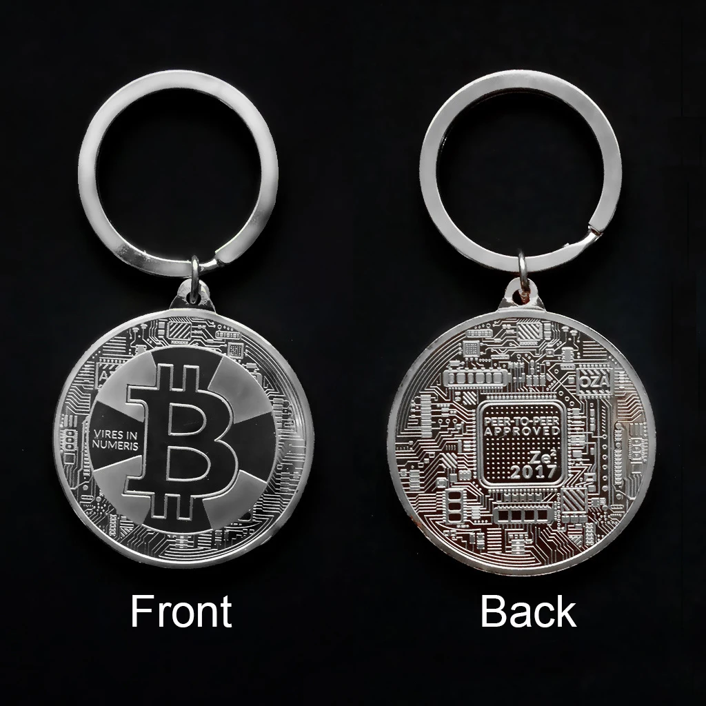 Золотой серебряный сплав Биткоин BTC брелок для ключей женщин мужская сумка