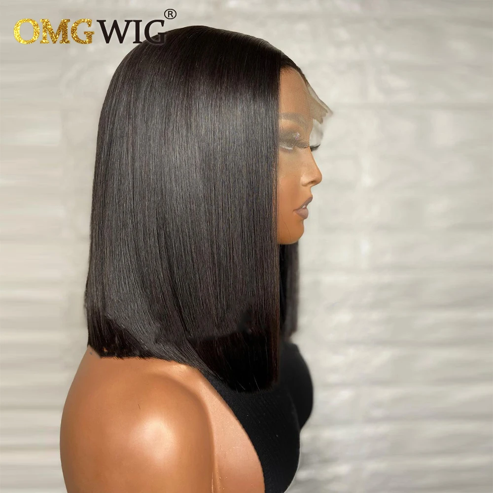 13X6X1 Glueless Lace Frontal Wig Brazilian Remy Human Hair Wigs For Black Women Straight Short Bob Front With Baby | Шиньоны и парики