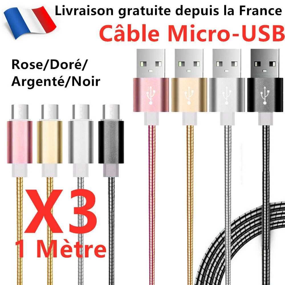 

CHARGEUR MICRO USB CABLE USB UNIVERSEL ANDROID POUR PS4 METAL RENFORCÉ x1x2x