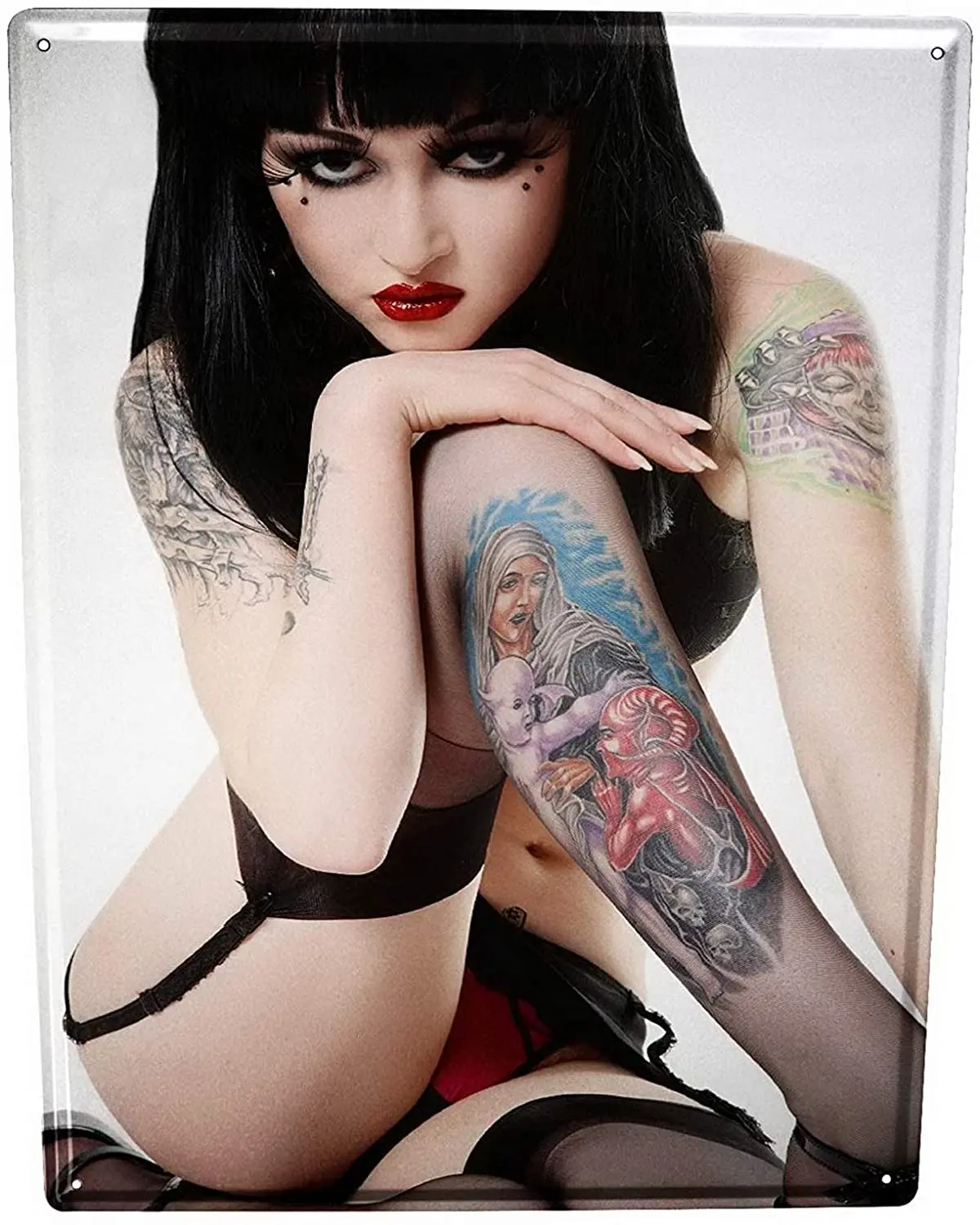 

Уникальный жестяной знак сексуальная девушка тату модель бар, паб, ресторан, домашний сад Двор Улица Настенный декор 12 "x 16" от MariaP