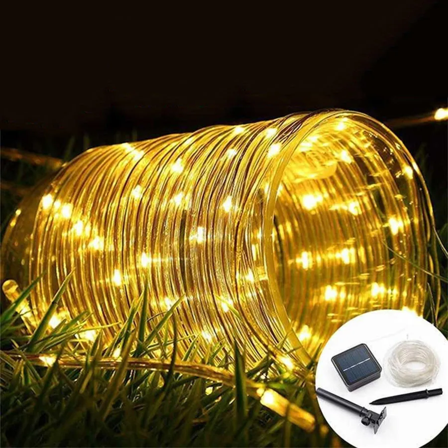

Solar Rope Light 12M 100 LED Solar Powered Waterproof Rope Tube String Light Outdoor Patio Garden Fence Christmas Wedding Party