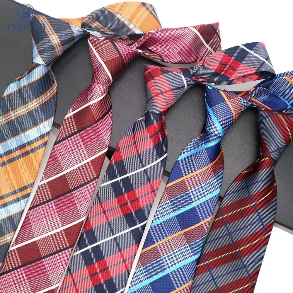 Роскошный мужской s образный галстук 8 см клетчатый в клетку полоску Женский