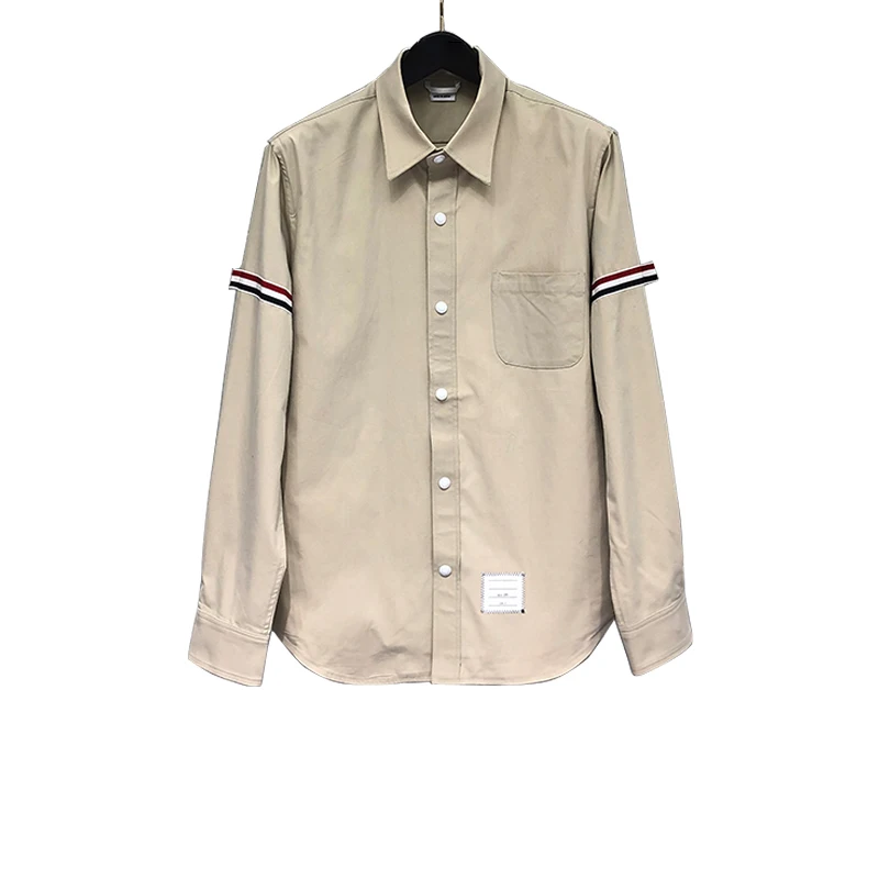 Мужская джинсовая куртка TB THOM Повседневный Кардиган в полоску с отложным