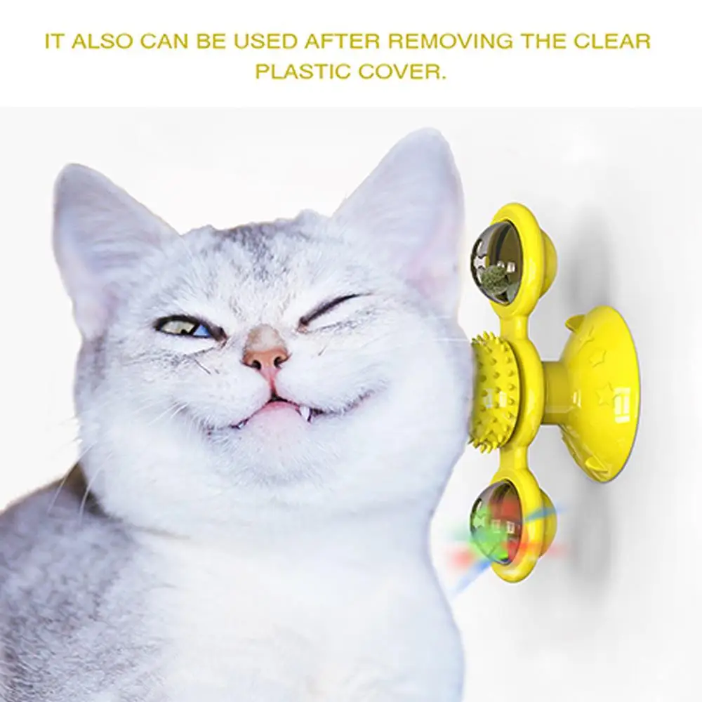 

Windmill Cat Toy Cat Turntable Toy Multifunctional Funny 3 Colors Suction Cup Base Massage Scratching Tickle Pet Toys