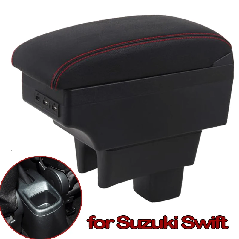 

Подлокотник для Suzuki Swift, Универсальная автомобильная центральная консоль, аксессуары для модификации, двойной поднятый с USB