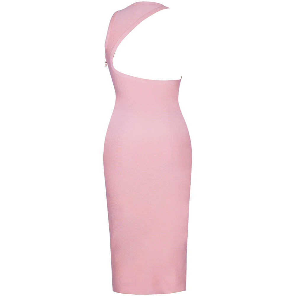 

Women Bandage Dress Sexy Sleeveless Pink Bodycon Summer Bandage Dress 2021 New Fashion Knee-Length Party Night Club Dresses
