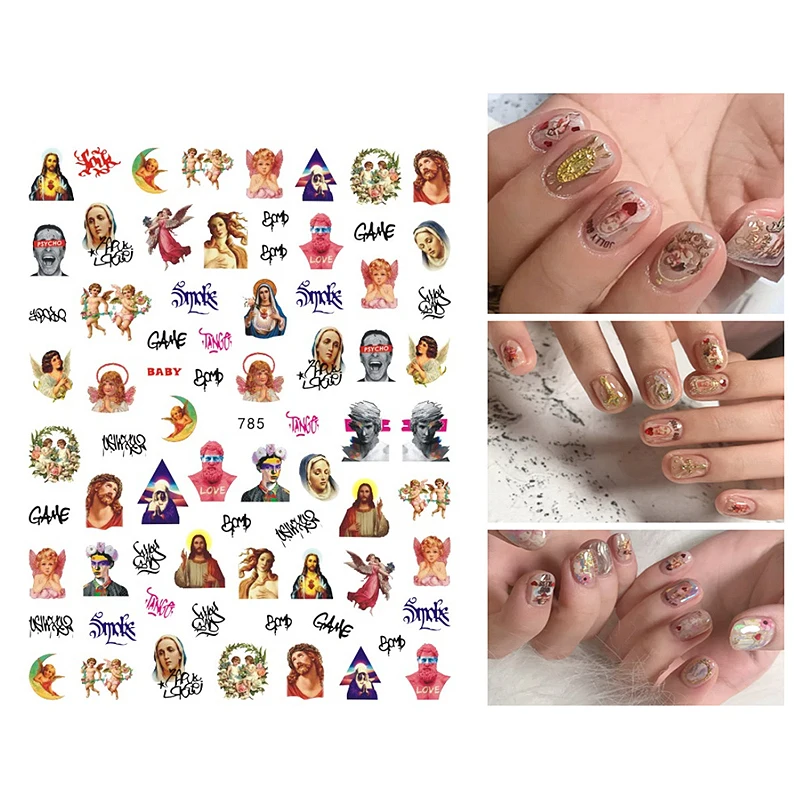 

10PCS 3D Cartoon Mouse Brand Moon Girl Nail Art Sticker Color God Angel Baby Self Adhesive Nail Slider WG775-797